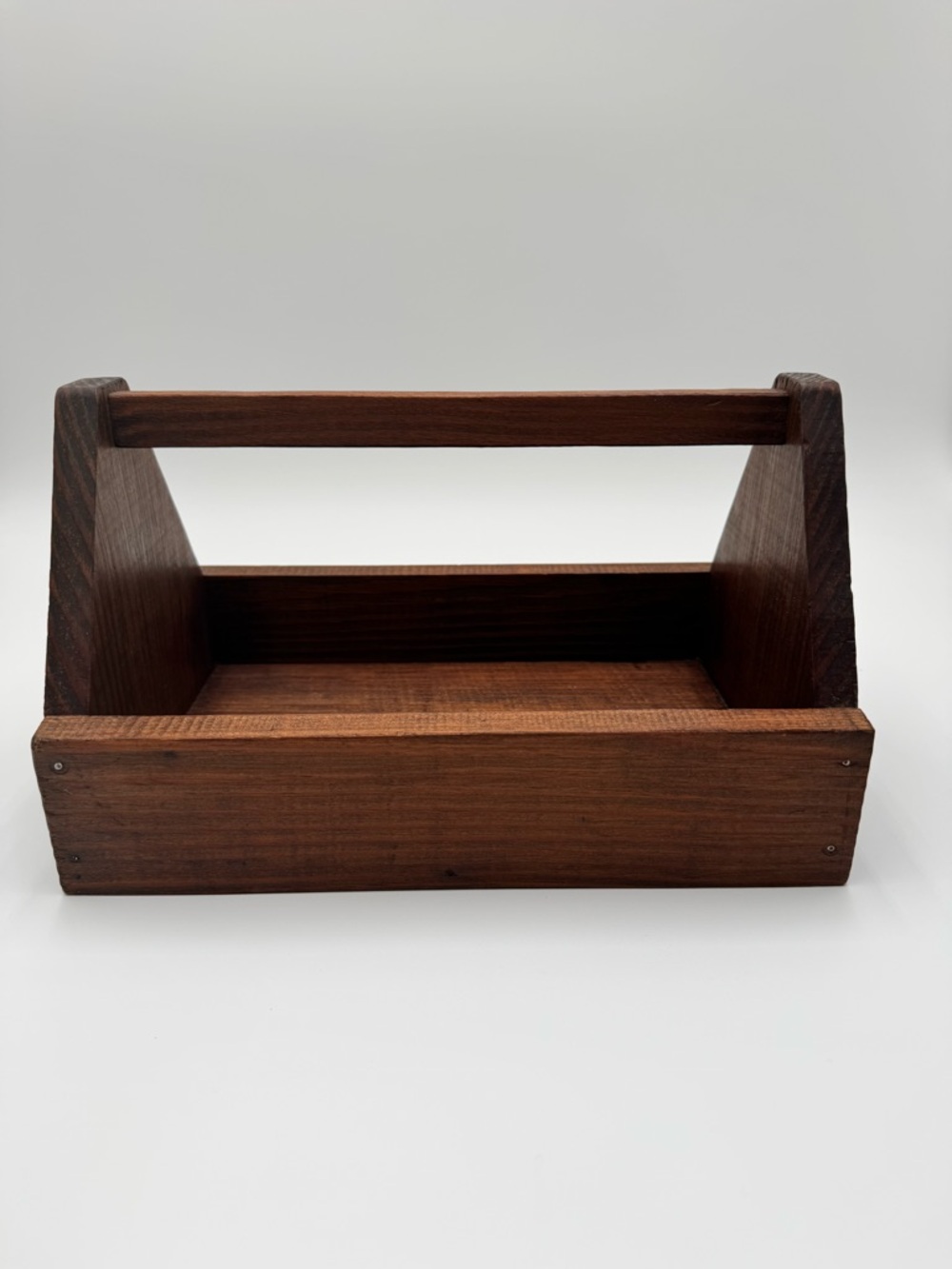 VTG Primitive Handmade hard wood Tool Box Caddy - Dark Brown